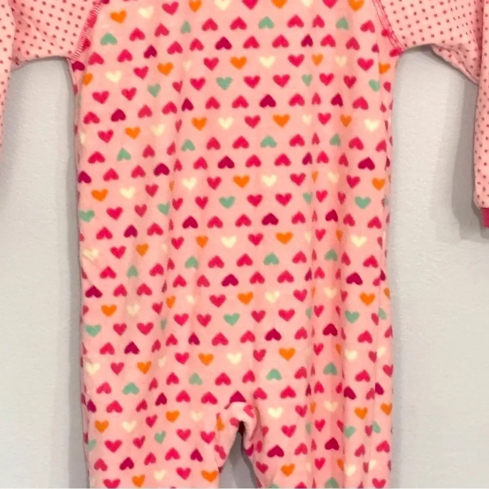 Carter’s | Girls Pink Hearts Valentine’s Day Footed Sleeper Pajamas Pjs 3T